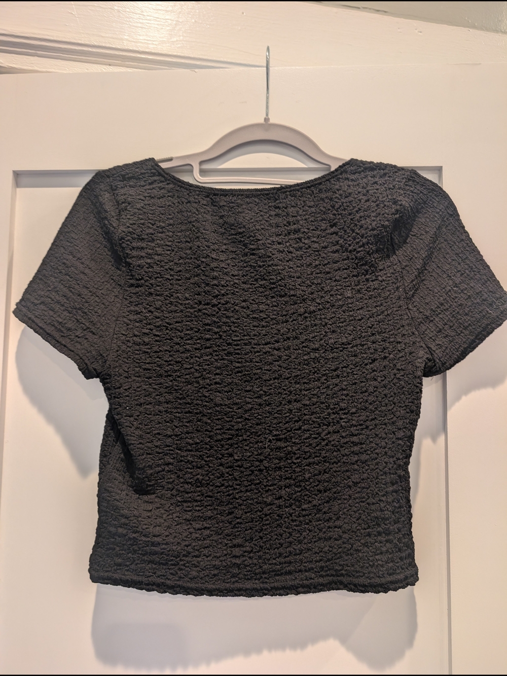 Madewell Black Textured Square Neck Crop Top - Picture 3 of 3